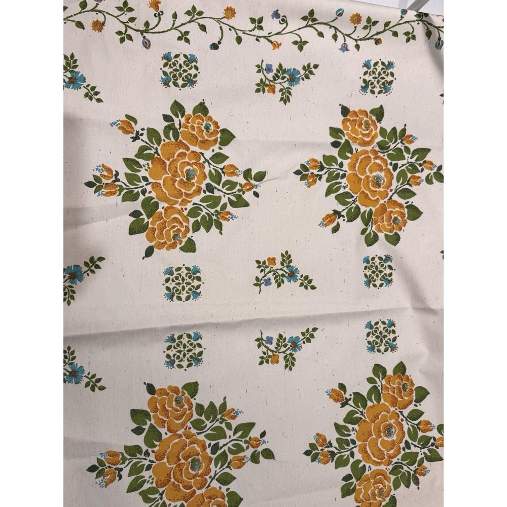 Vintage 1974 Sears‎ Roebuck Yellow Floral Rose Fabric Panel Retro 70s Decor 4YDS - Picture 9 of 12
